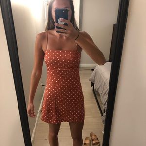 Polka Dot Summer / Spring Pink Coral Mini Dress